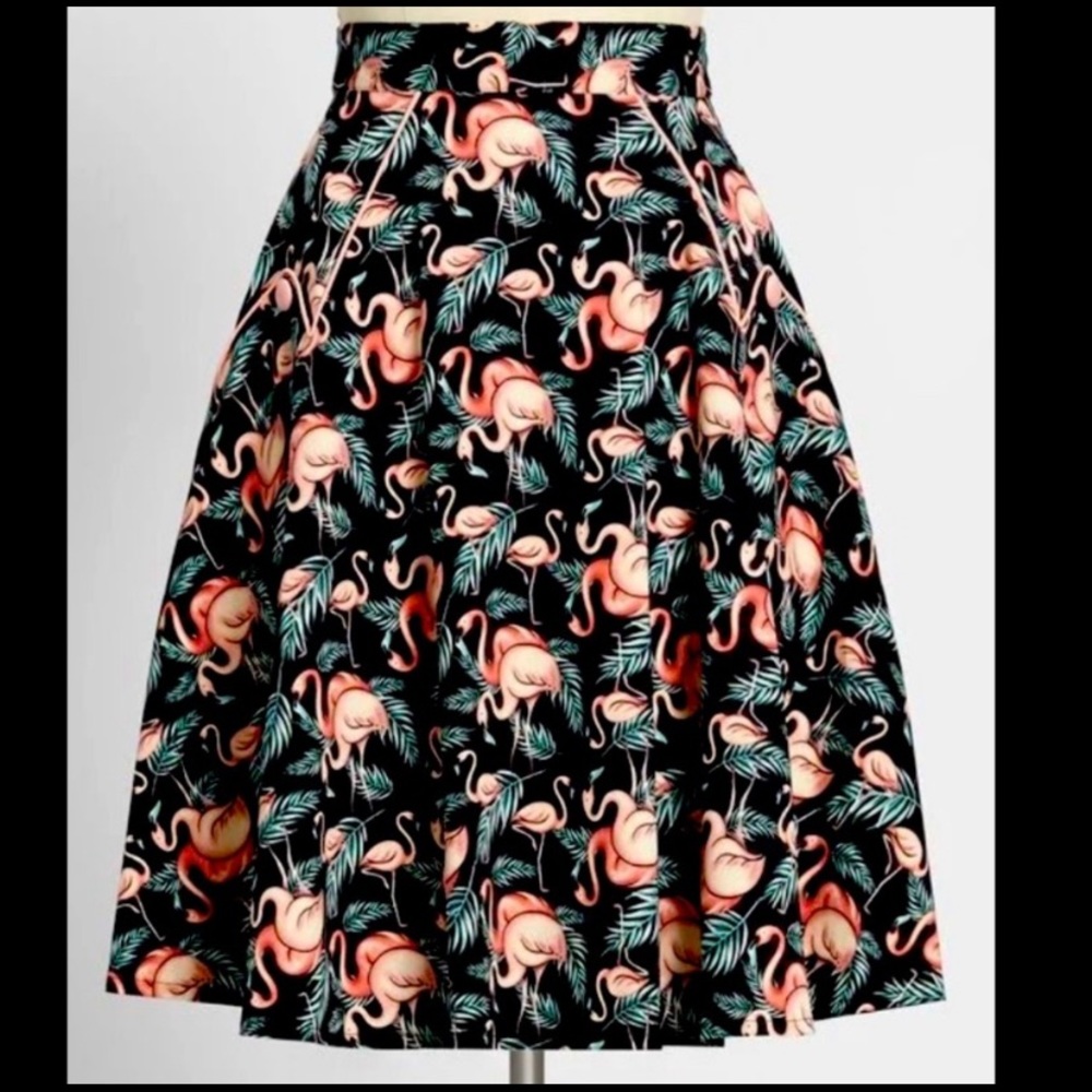 NWT ModCloth Flamingo Dancing A-Line Skirt